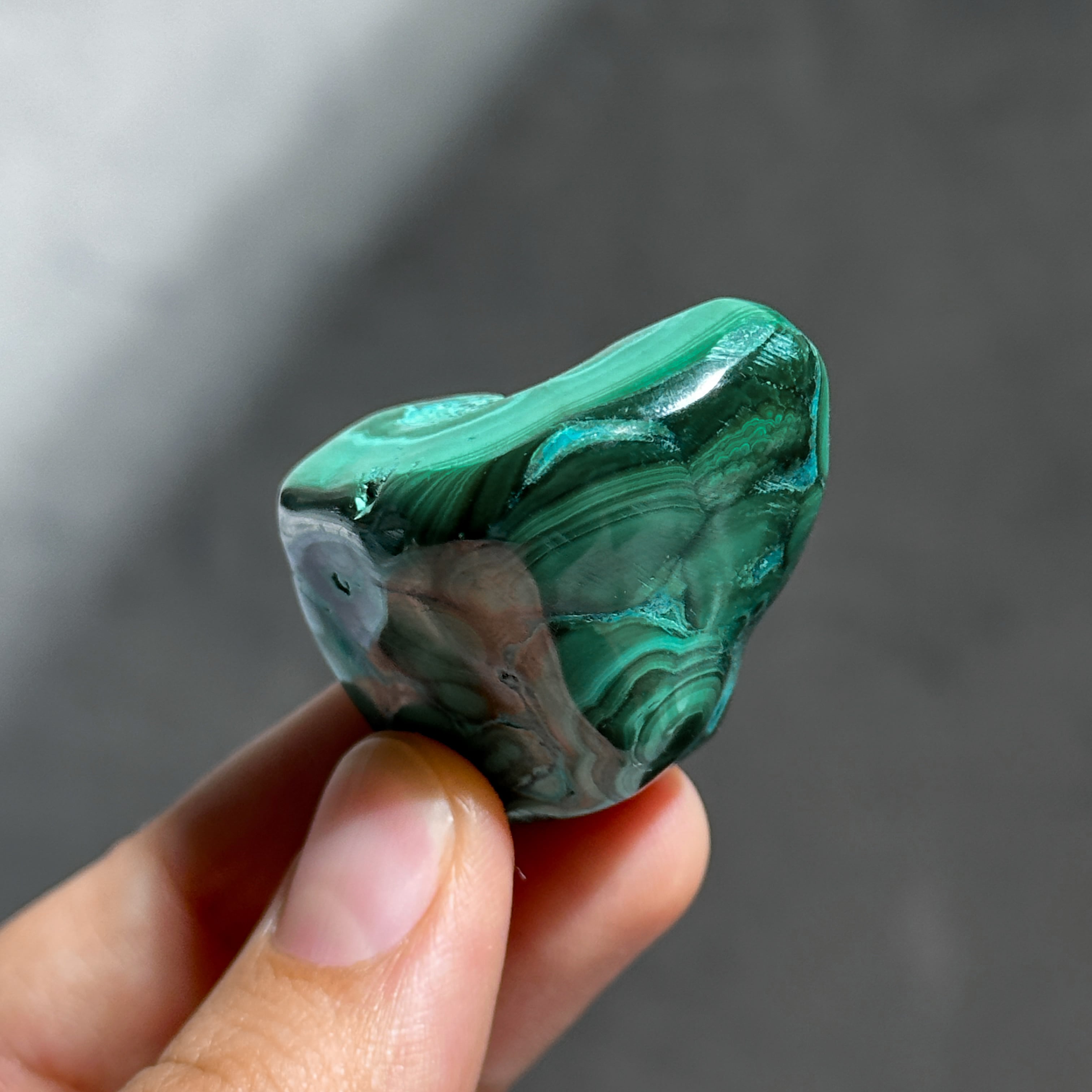 マラカイト with クリソコラ（マラコラ） タンブル05◇ Malachite with