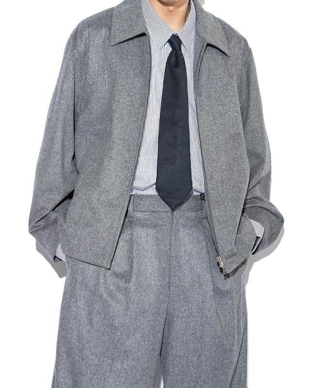 ssstein "W/CA BEAVER ZIP SHORT JACKET〔GREY〕"