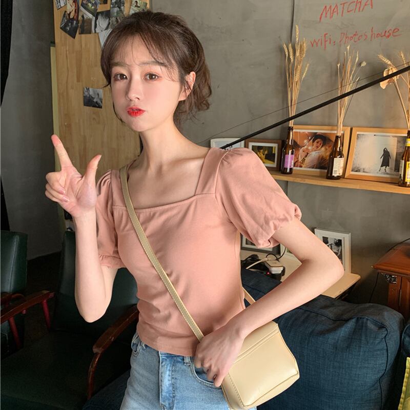 ゆったりとした無地のシンプルな半袖Tシャツ女子学生の夏バージョンネットレッドカジュアルワイルド半袖トップボトミングシャツ YY-ファッション81413652703