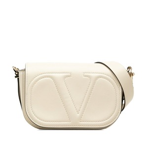 ヴァレンティノ ガラヴァーニ Vロゴ ウォーク 斜め掛け ショルダーバッグ アイボリー レザー レディース VALENTINO 【中古】