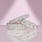 エメラルドカット ダイヤモンド デザインリング pt900 / E-F / VVS2 / 0.261ct / 0.577ct / 0.200ct