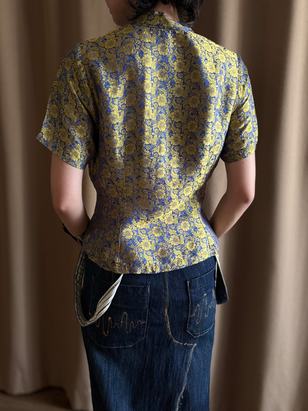 floral jacquard silk china shirt-5268-6