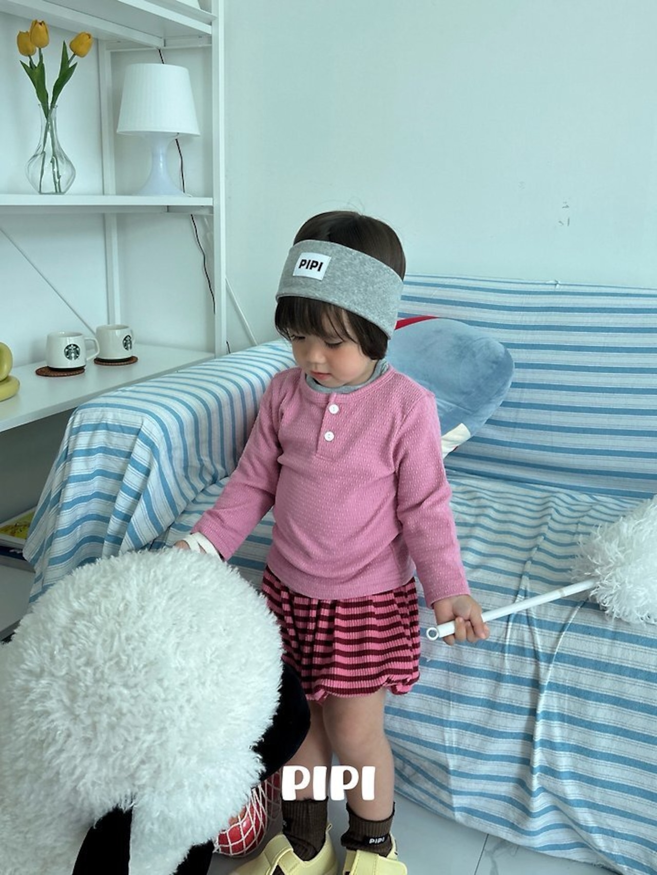 韓国子供服 / 26Autumn / 〖取寄〗pipi / キッチュプラケットTシャツ / ベビー服 / キッズ服 *XS~M*