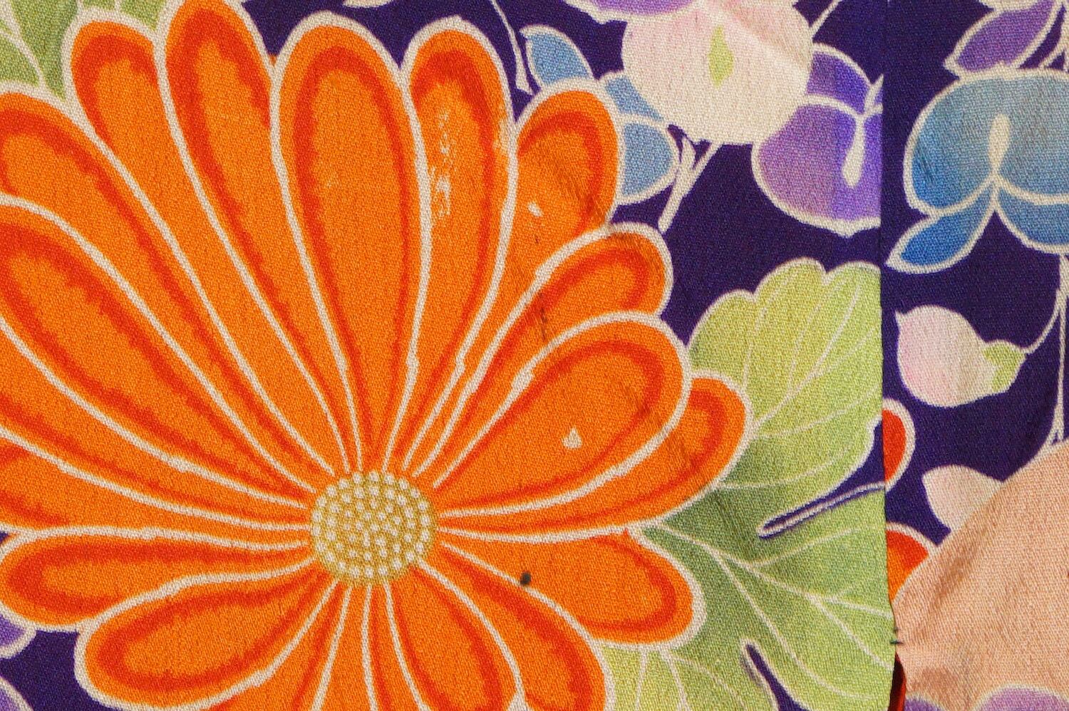 1372 アンティーク 子ども着物 正絹 錦紗 古布 リメイク素材 市松人形