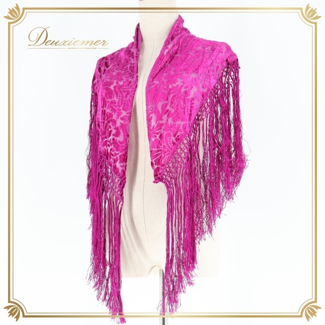 フラメンコ 衣装 ソニアジョーンズ SONIA JOHNES  シージョ ピキージョ ベロア フレコ フリンジ レース 軽い ダンス パーティ 装飾 飾り 紫 パープル系 高級感 フェスティバル セレモニー 舞台衣装 ダンス衣装 おしゃれ コスチューム 高級感 薄手