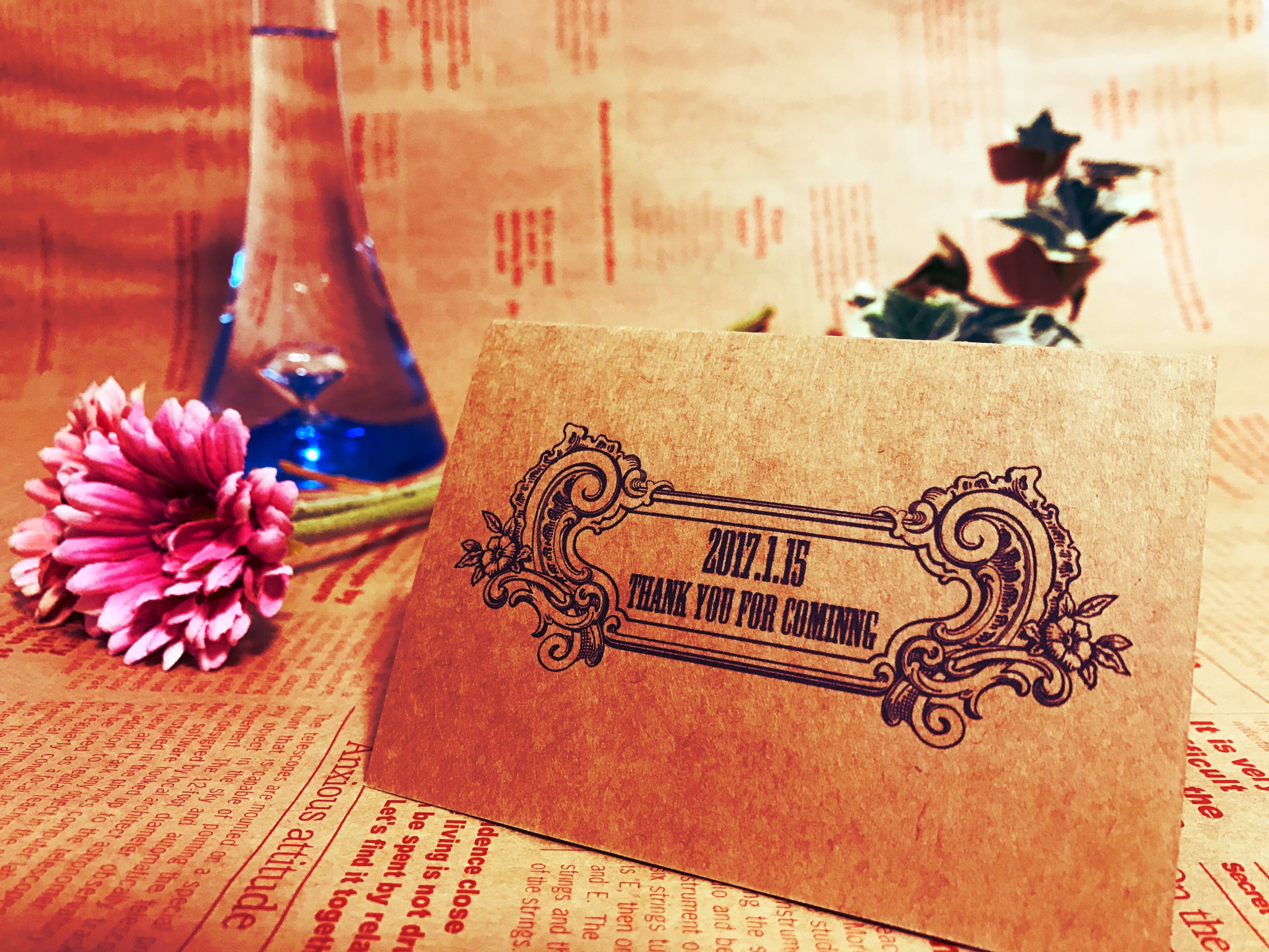 クラフト紙オリジナル席札 【二つ折り/ビンテージ】ウェディング 結婚