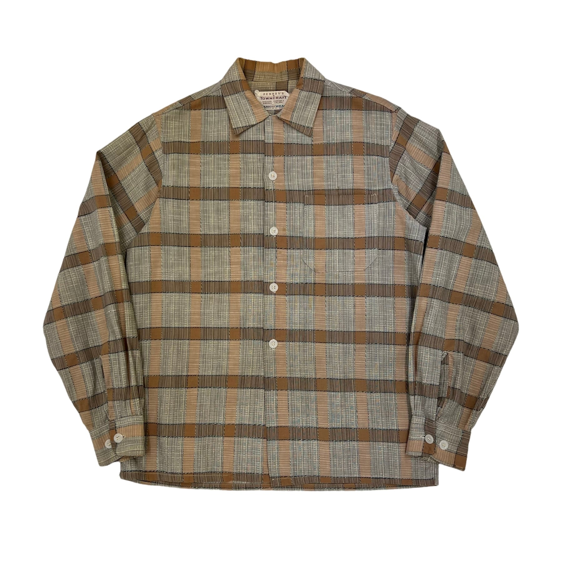 50s 60s ヴィンテージ タウンクラフト ウールシャツ オープンカラー　開襟