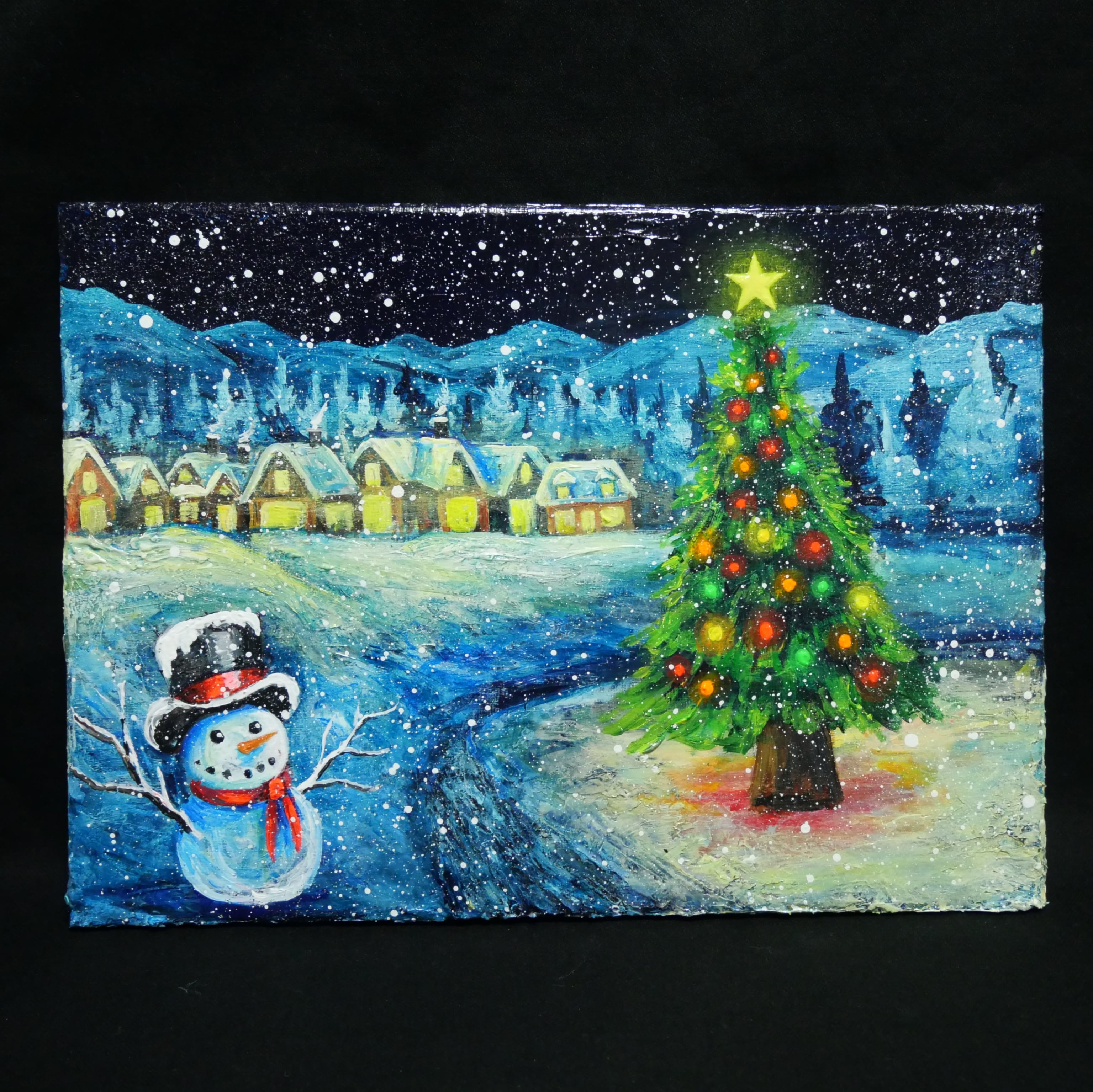 油絵 油彩 油彩画 絵 絵画 【ホワイト・クリスマス・キャロル