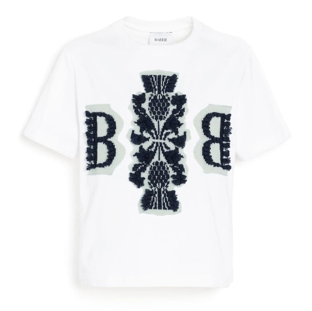 BARRIE　CROPPED LOGO TEE　WHITE MIST GREEN NAVY