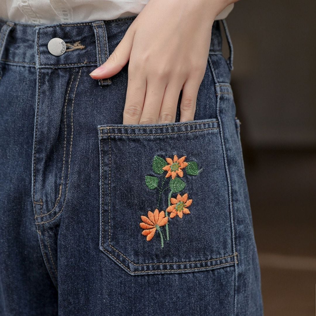 花柄刺繍 デニムパンツ M 10660 | Raglana 花柄刺繍 デニムパンツ M 10660 | Raglana