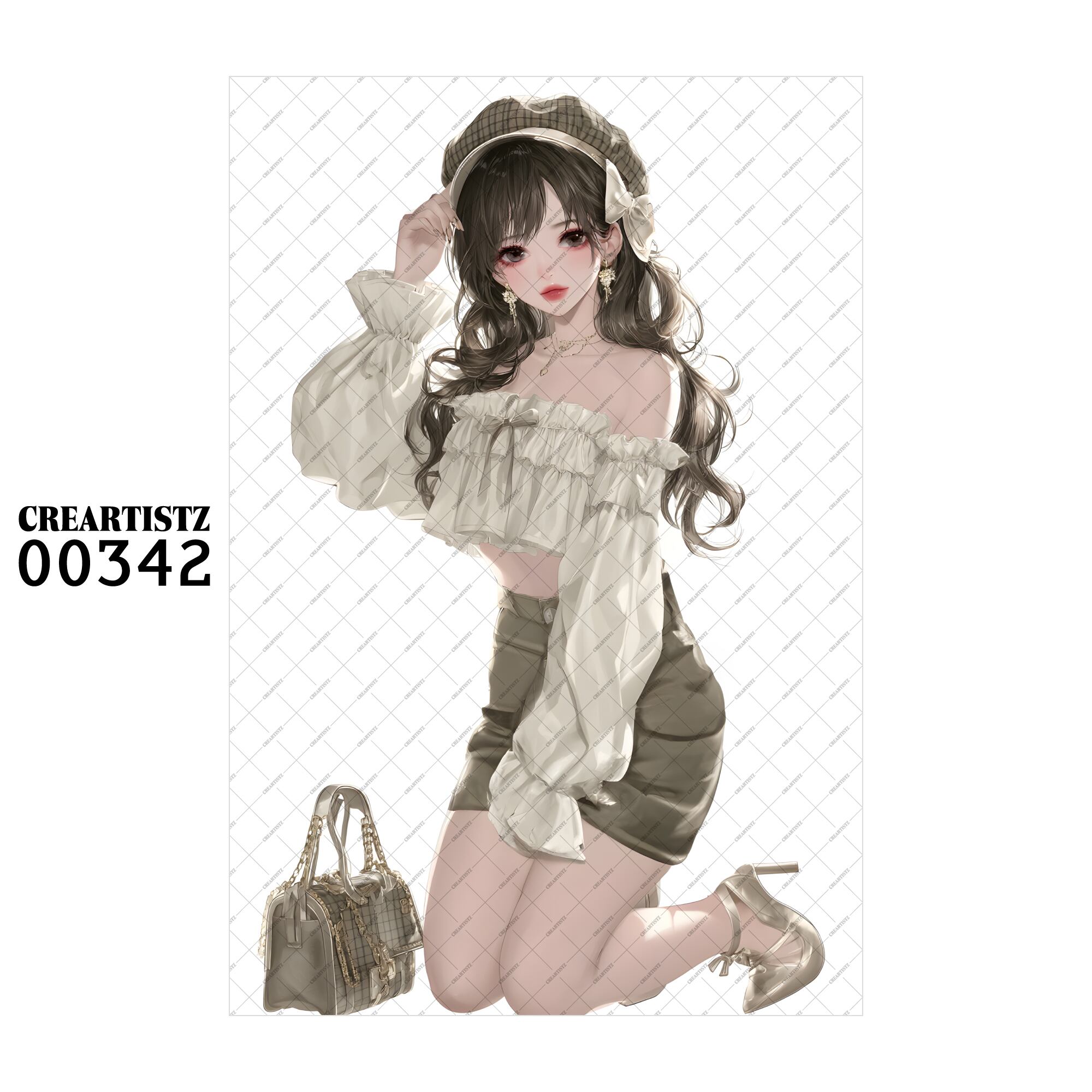 00342 ガール キュート オリジナル ペーパー/ステッカー 4枚セット CREARTISTZ