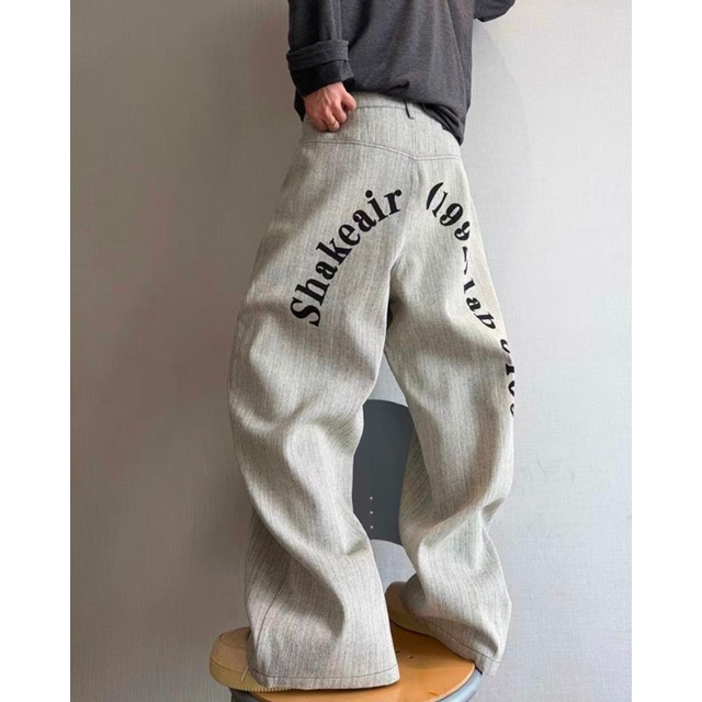 ロゴ入り 極太 ワイドレッグ パンツ M00114