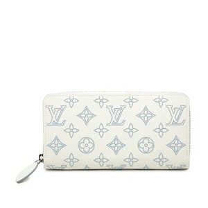 ルイ ヴィトン モノグラム マヒナ ジッピー ウォレット 長財布 M11745 ホワイト ブルー レザー レディース LOUIS VUITTON 【中古】