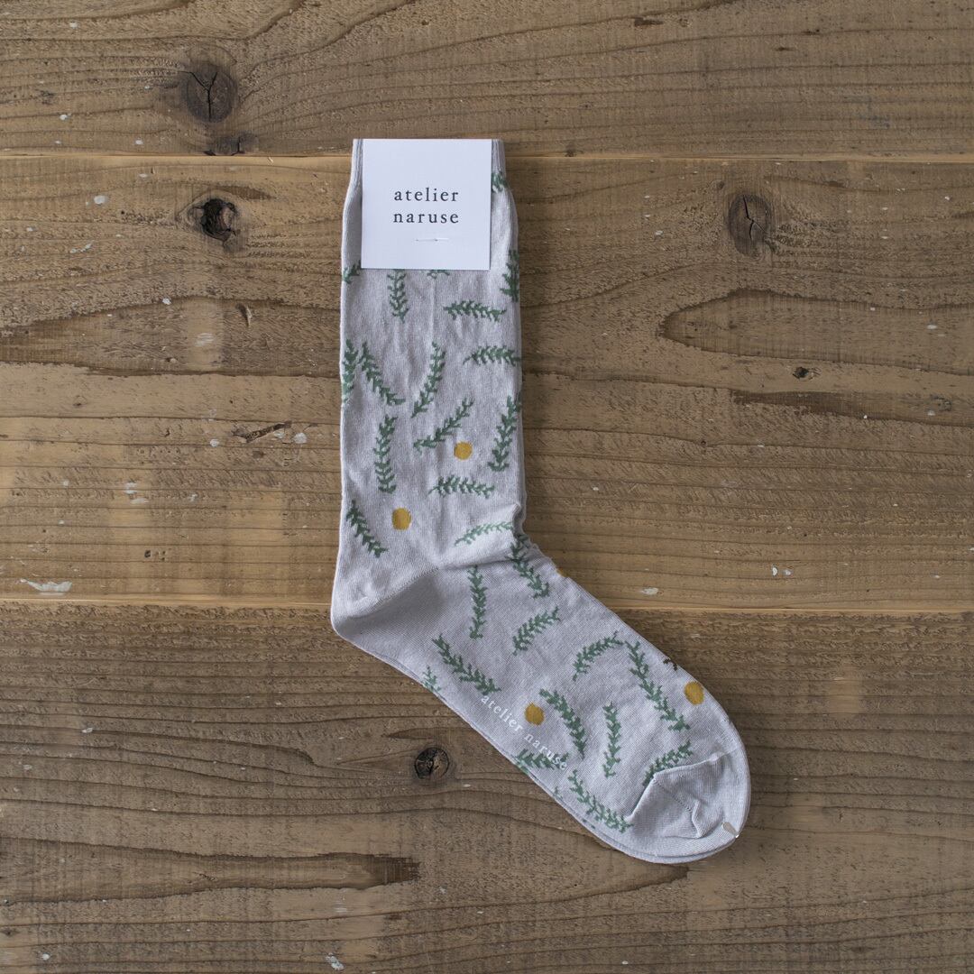 atelier naruse アトリエナルセ 綿麻 grass ミドルソックス cotton linen grass middle socks