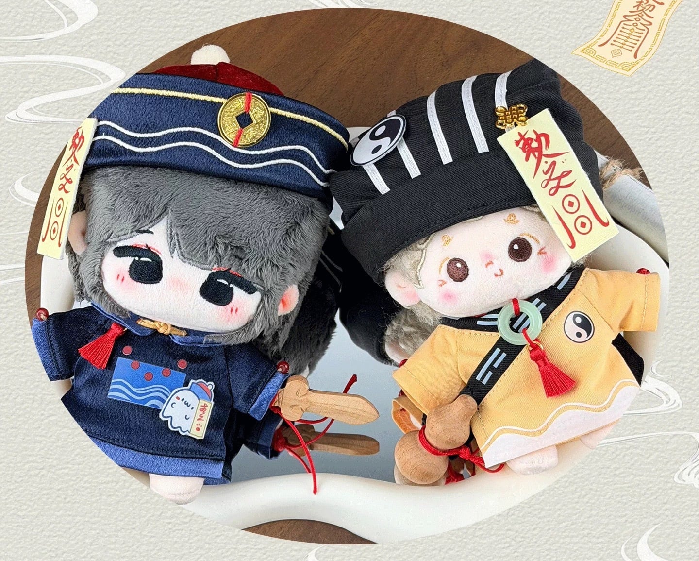 10cmぬい服】道士とキョンシーのコーデ 着せ替えぬいぐるみ 棉花娃娃用