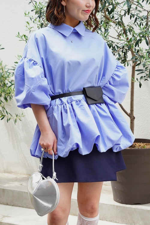 BALLOON PEPLUM BLOUSE TOPS