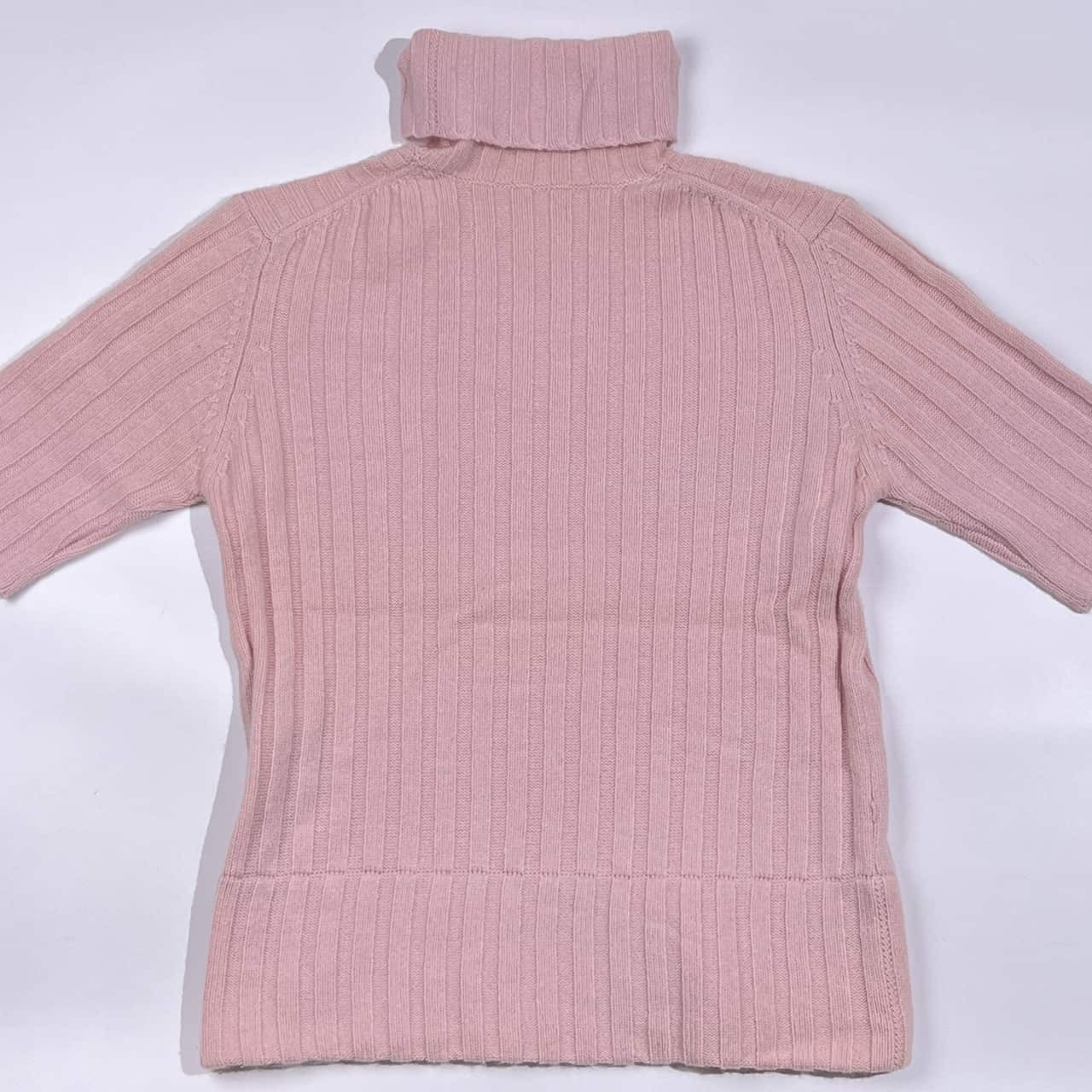 カシミヤ100% tutti colori トゥッティコローリ リブ編み タートルネック 半袖 ニット セーター 40/うすピンク レディース