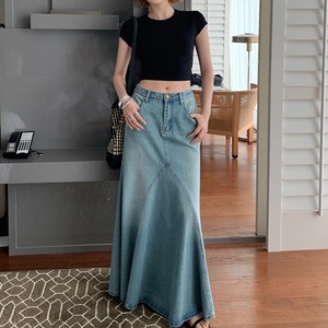 Fish tail denim skirt＊S-1150