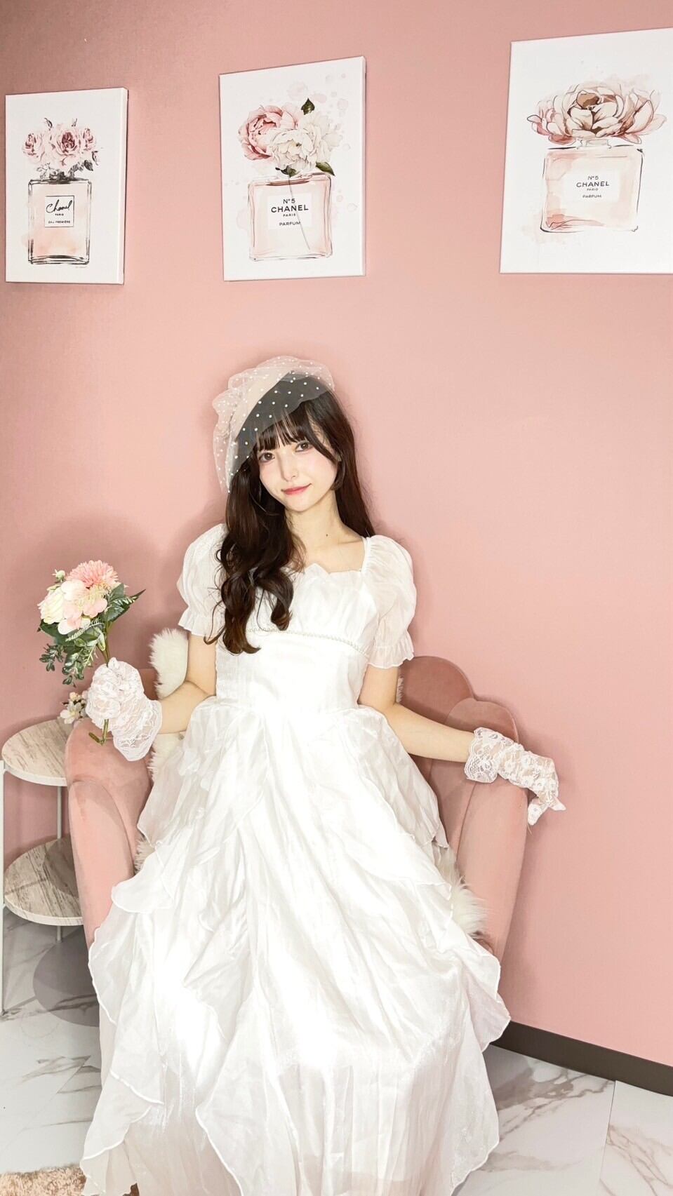 ♡パフスリーブフリルワンピース(ホワイト) | ♡Ma peluche♡