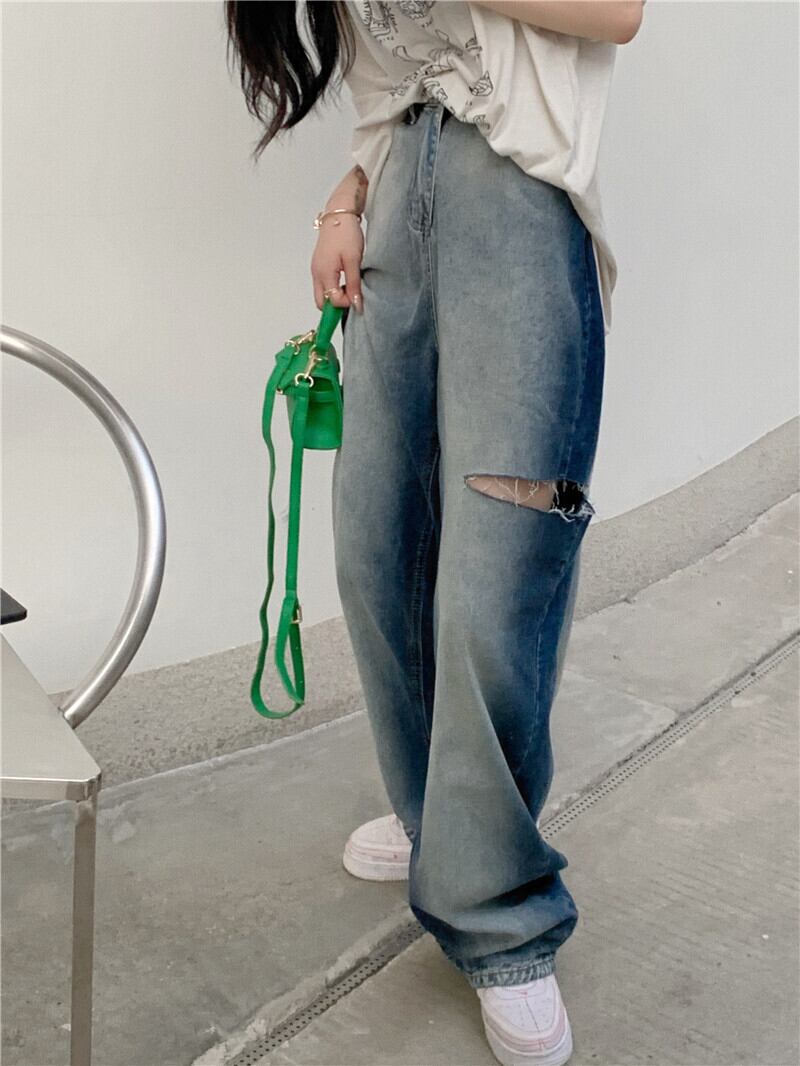 ジーンズ カラールーズハイウェストウェストサマーワイドレッグパンツ 夏物 ワイドパンツ ブラックストロベリース93909927592