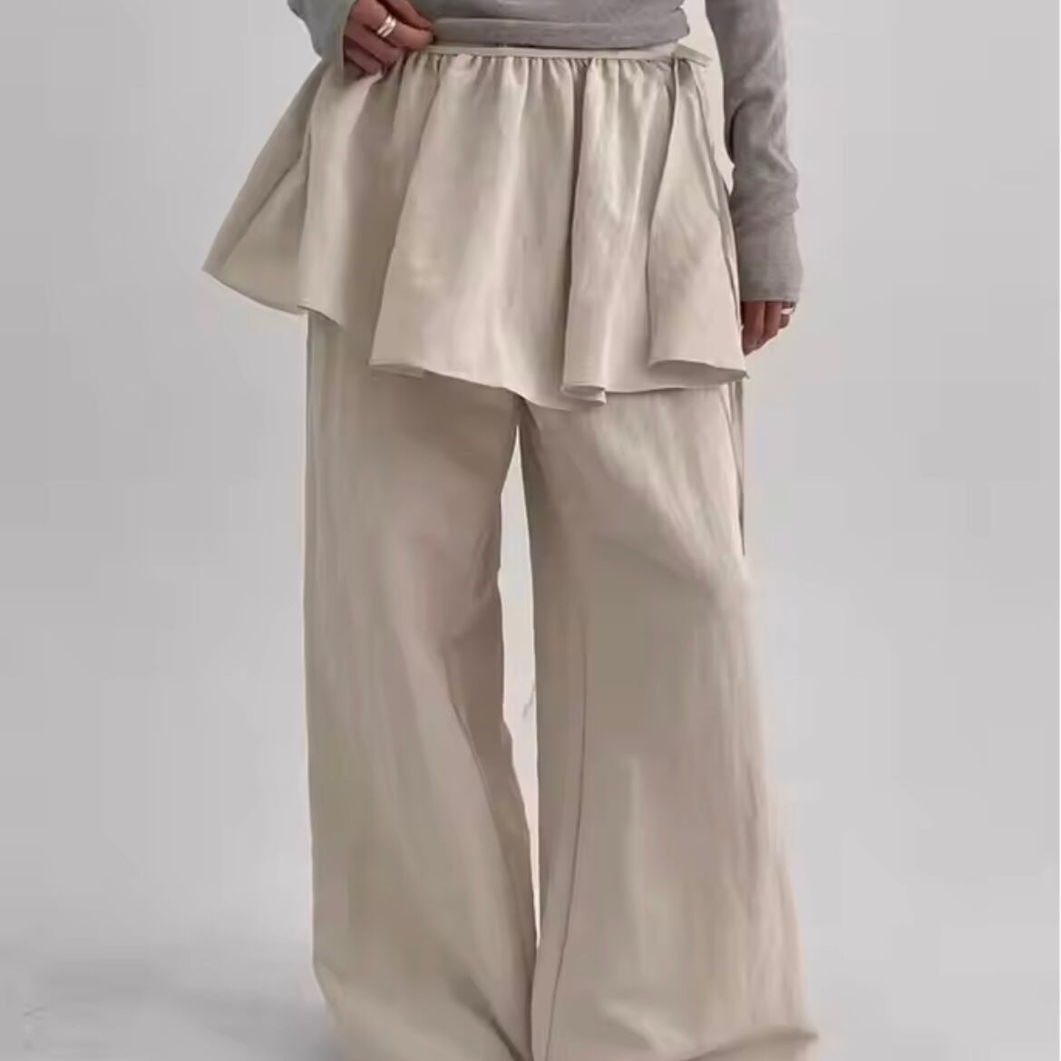 layered casual wide pants