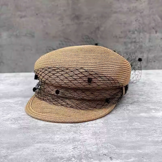 全3色/Dot veil straw casquette　B518