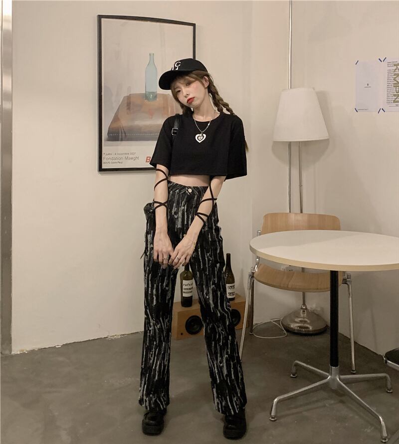 スタンダードハイウェストジーンズ ルーズパンツ レトロ モンロー49574070815