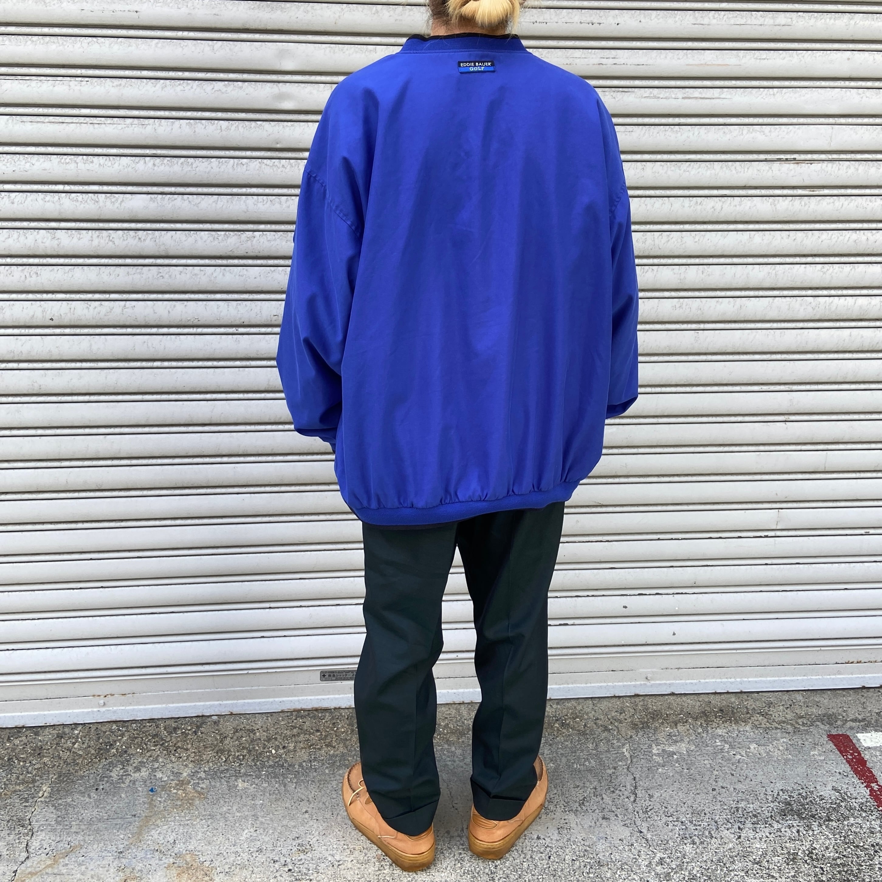 s Eddie Bauer EBTEK ナイロンプルオーバー ブルー XL   古着屋 Uan