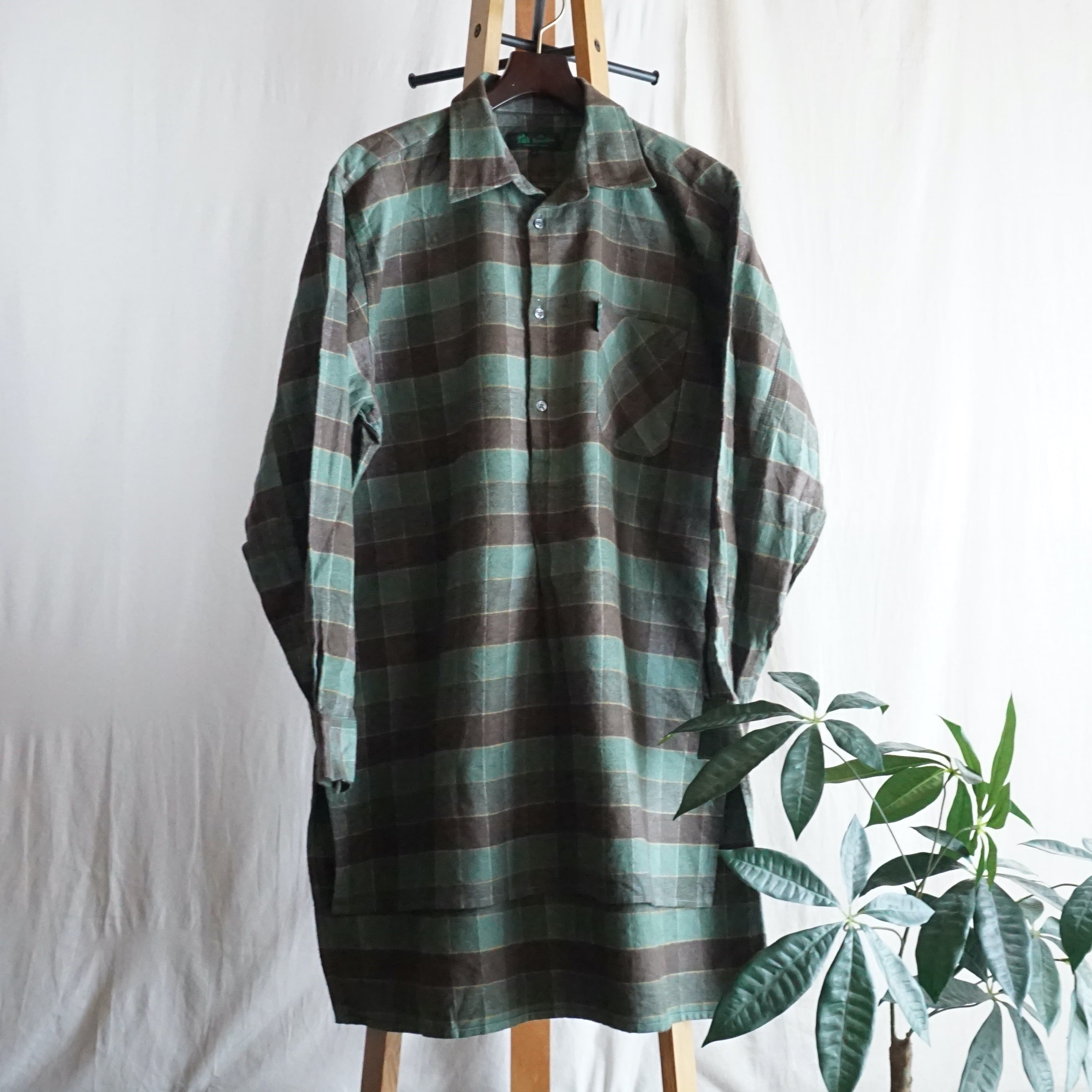 France ヴィンテージ フランス チェック柄 グランパシャツ 長袖 Grandpa Shirt グランパシャツ | 古着屋ベルエキップ (BELLE EQUIPE