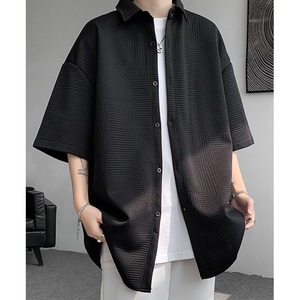 凹凸幾何学柄シャツ b20306 【M～5XLサイズ】