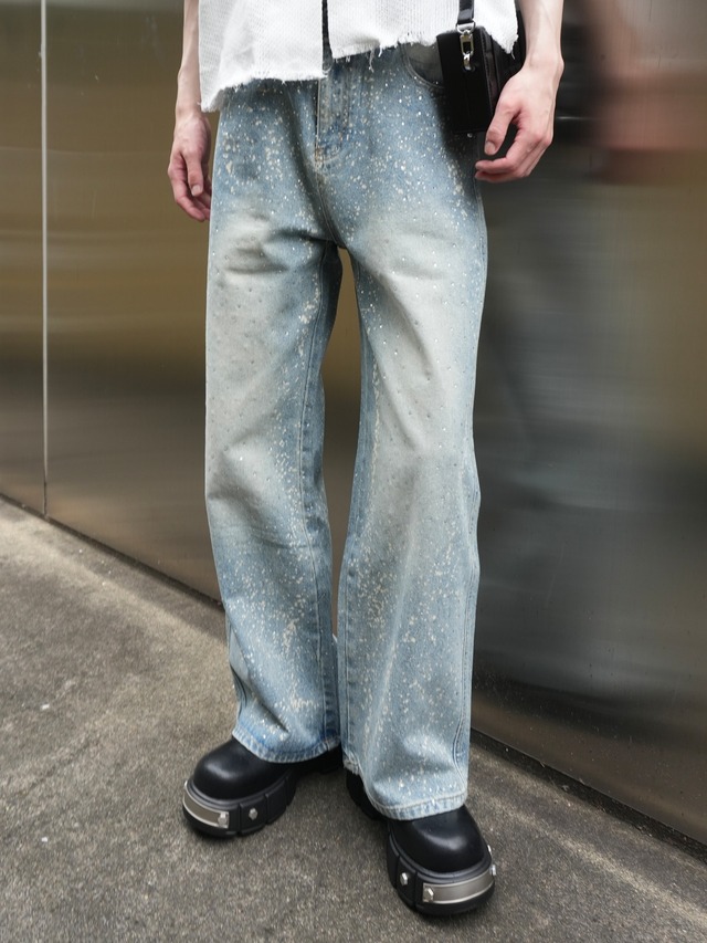 【ALUDE SELECT】paint lame flare denim