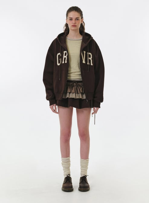 GRVR CROP HOODIE ZIP-UP（GROVE グローブ パーカー） GROVE] GRVR OVER HOODIE ZIP-UP 正規品 韓国ブランド 韓国