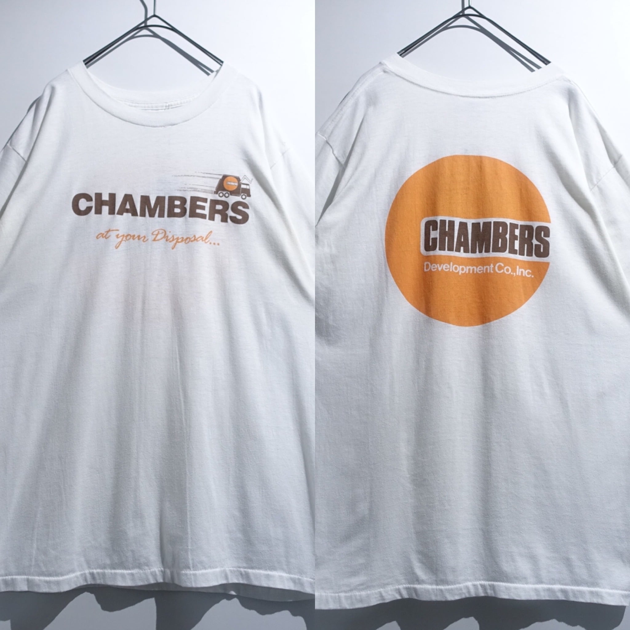 90s "CHAMBERS" White Logo Print T-Shirt