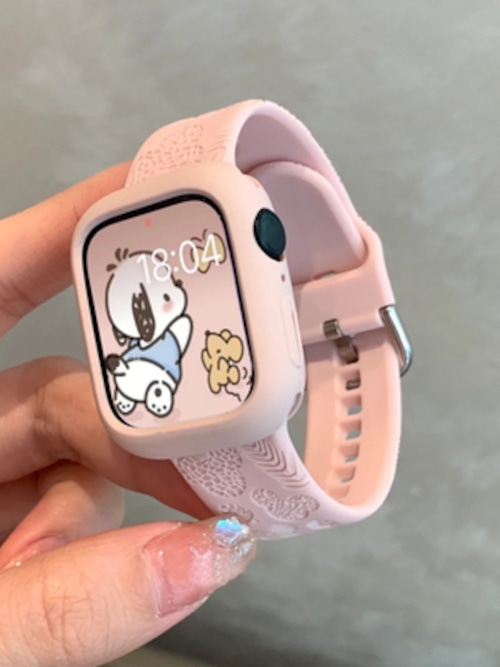 Apple Watch8/7/SEバンド 彫刻風 植物柄 腕時計ベルト シリコン アップルウォッチ8ベルト お洒落 美しい 美的センスUP！
