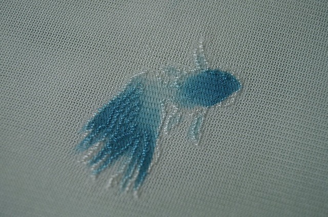 【帯揚げ】丹後紋紗織　金魚　手染めぼかし　千草鼠色×浅葱色　紗帯揚げ