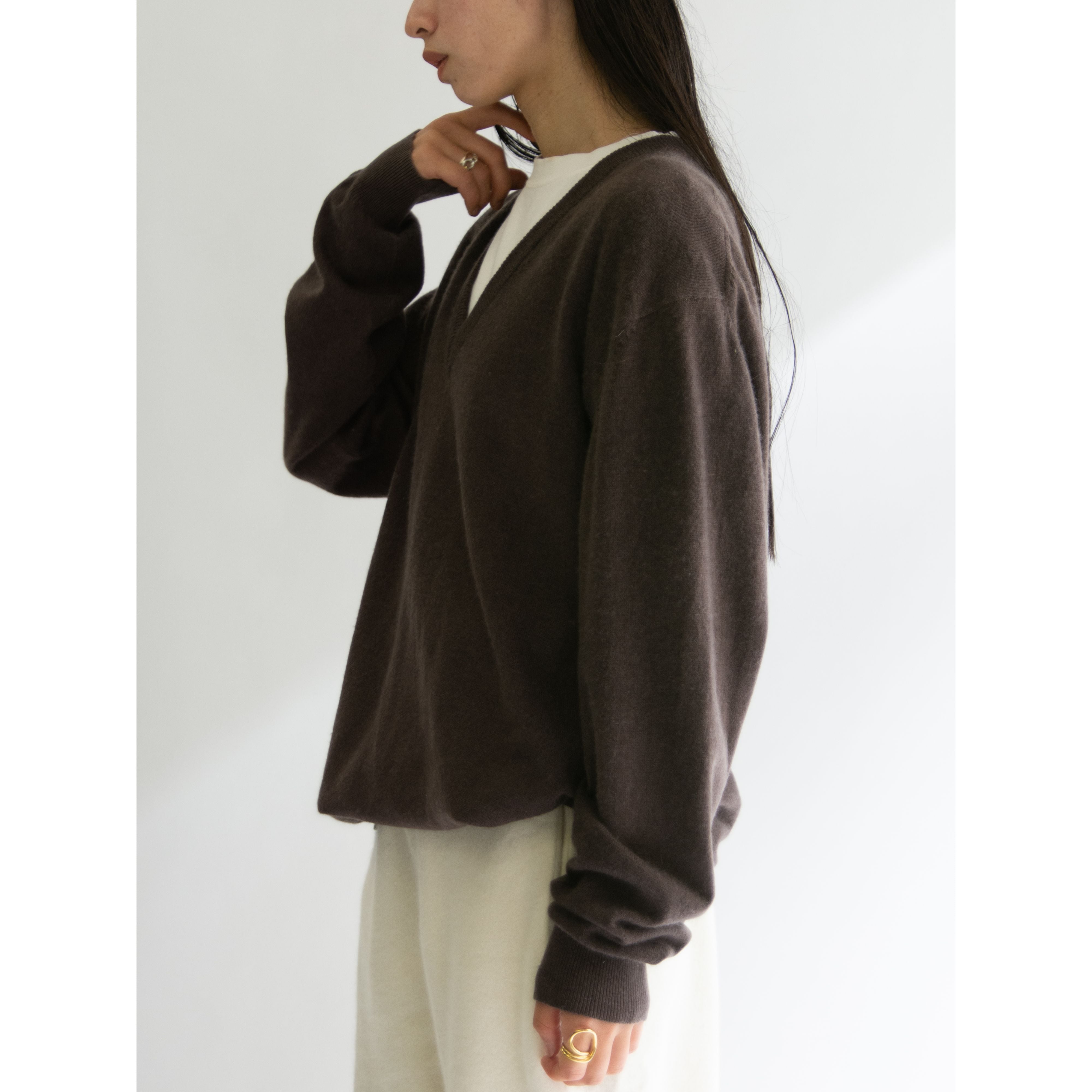 【Unknown Brand】Hand Made in Nepal 100% Cashmere V-neck Sweater（ネパール製 カシミアVネックニット セーター）