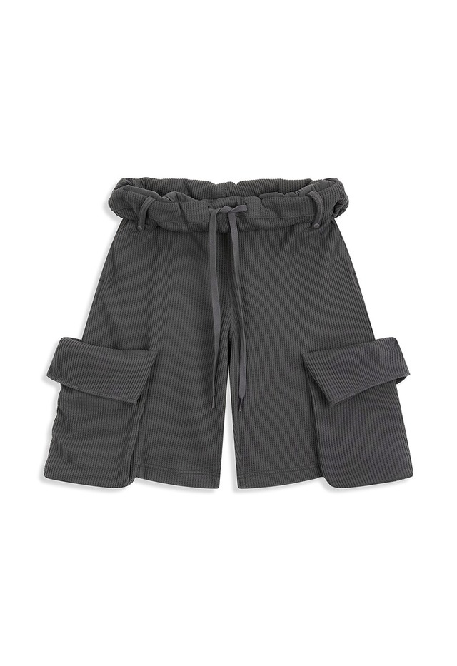 [OPEN YY] ROLLED WAIST WAFFLE CARGO SHORTS, CHARCOAL 正規品 韓国ブランド 韓国通販 韓国代行 韓国ファッション オープン ワイワイ 日本 店舗