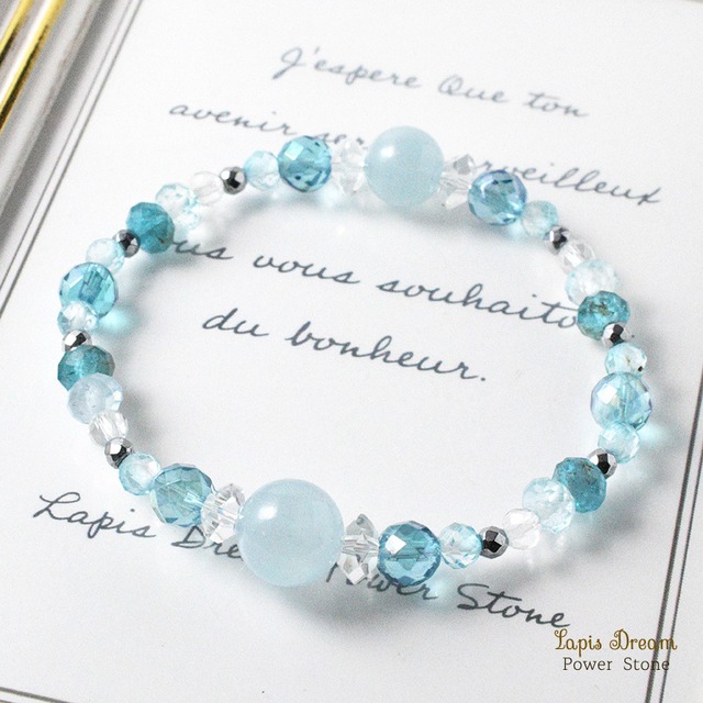 前向きな気持ち。新たな事に挑戦するお守り | アクアマリン、アクアオーラのパワーストーン ブレスレット