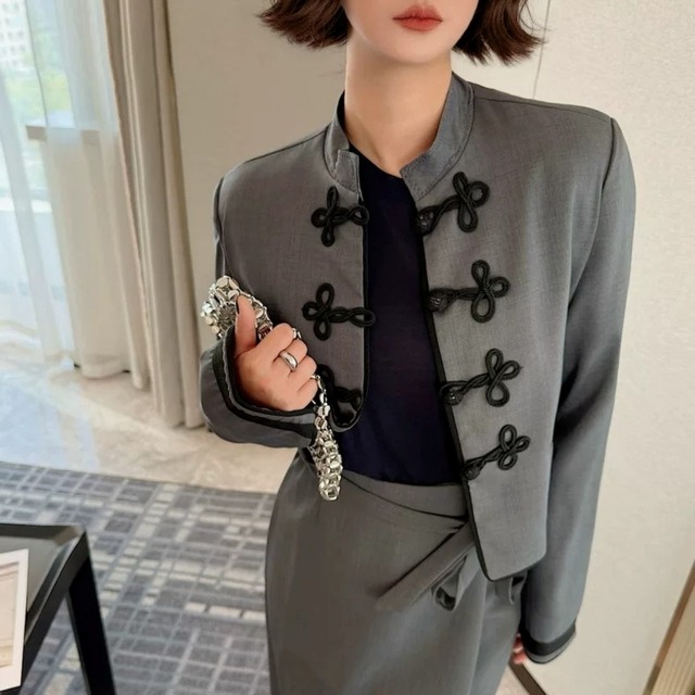 Oriental Button Crop Jacket 01493