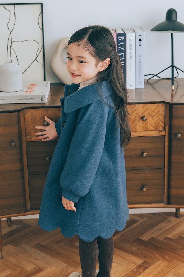 【90~110size】ヘムスカラップコート〈Blue〉