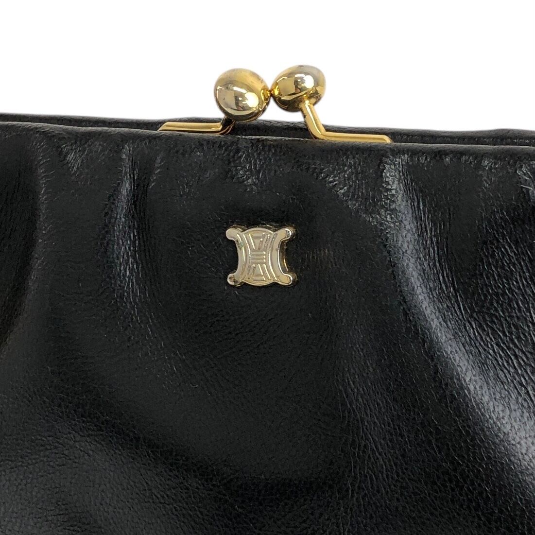 ヴィンテージ　セリーヌ　ガマ口　ブラックレザー　ショルダーバック CELINE セリーヌ ショルダーバッグ ブラック ブラゾン レザー がま口