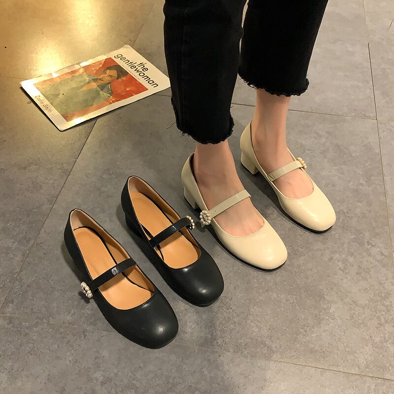 レディーススプリングソリッド カラー 靴 シューズ 春物 ソリッドカラー スクウェア 部族の婦人靴83475974031