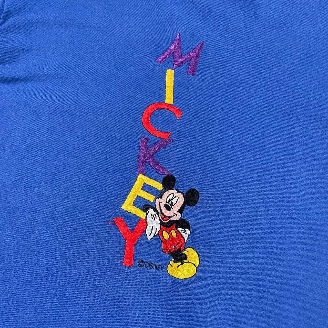 90年代 Disney ミッキーマウス キャラクター 刺繍 Tシャツ メンズXL