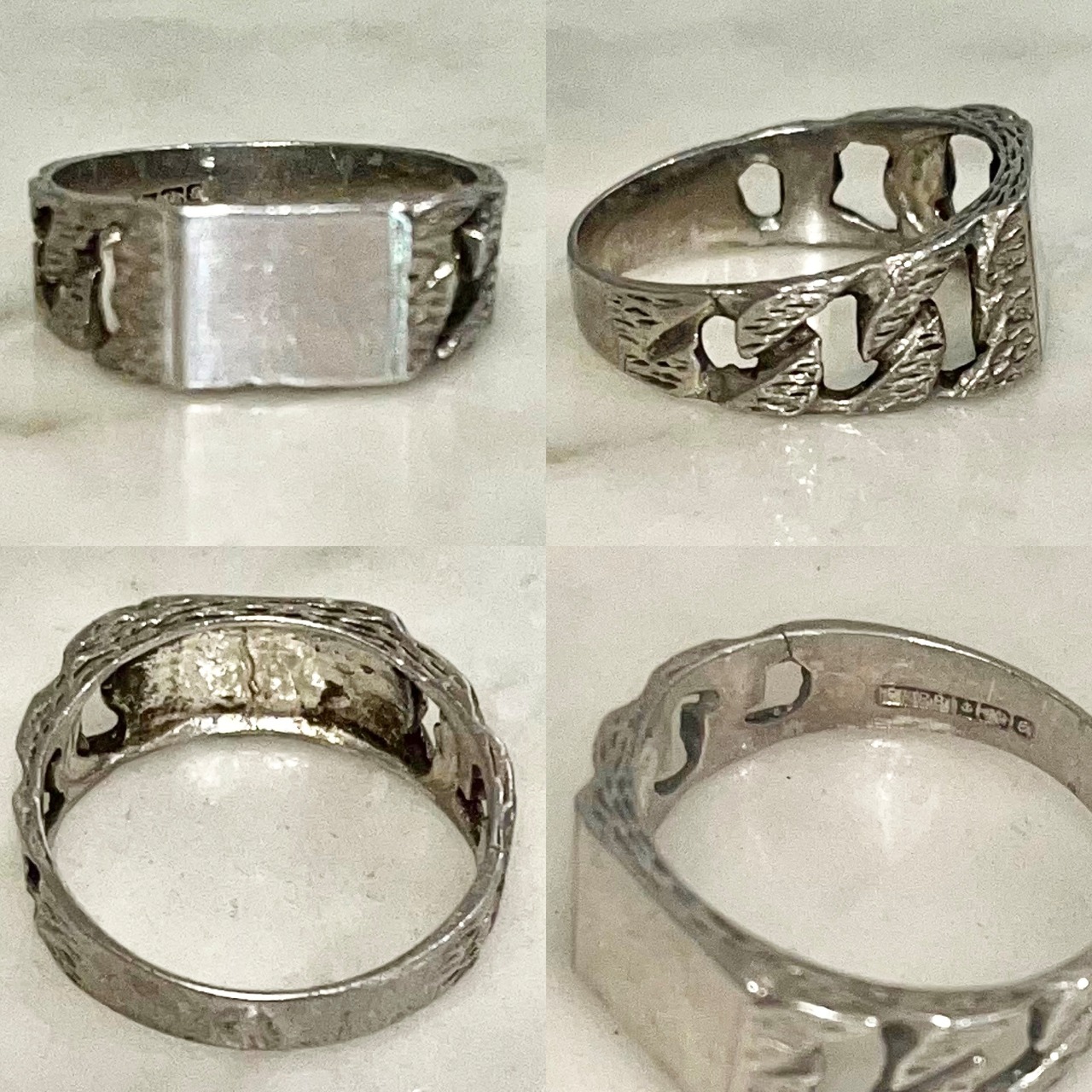vintagn c1979 chain arm silver signet ring