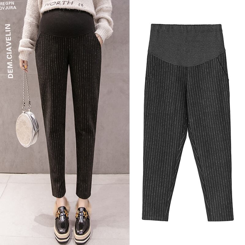 【新作】【送料無料】 1203＃マタニティパンツ春秋パンツストライプ快適なベリーサポートパンツ伸縮性ウエストマタニティパンツ エラスティック スプリング 春物 オータム 秋物 AL expec31448914167