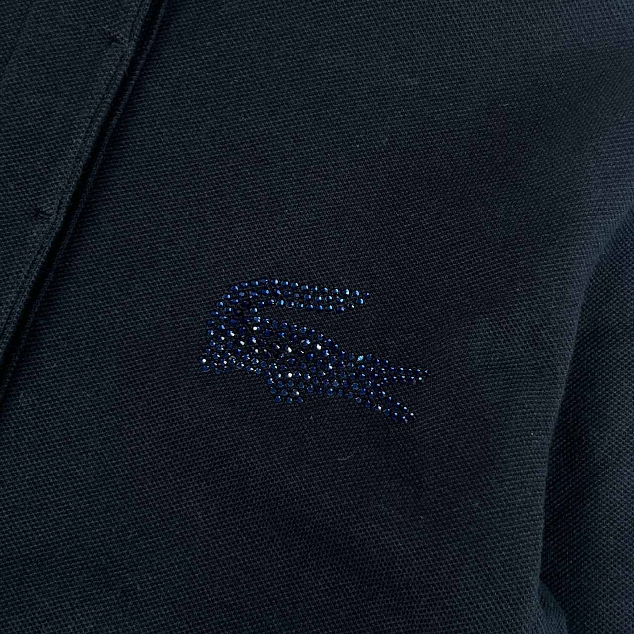 LACOSTE ラコステ ラインストーン 鹿の子 長袖 ポロシャツ 34/ブラック レディース