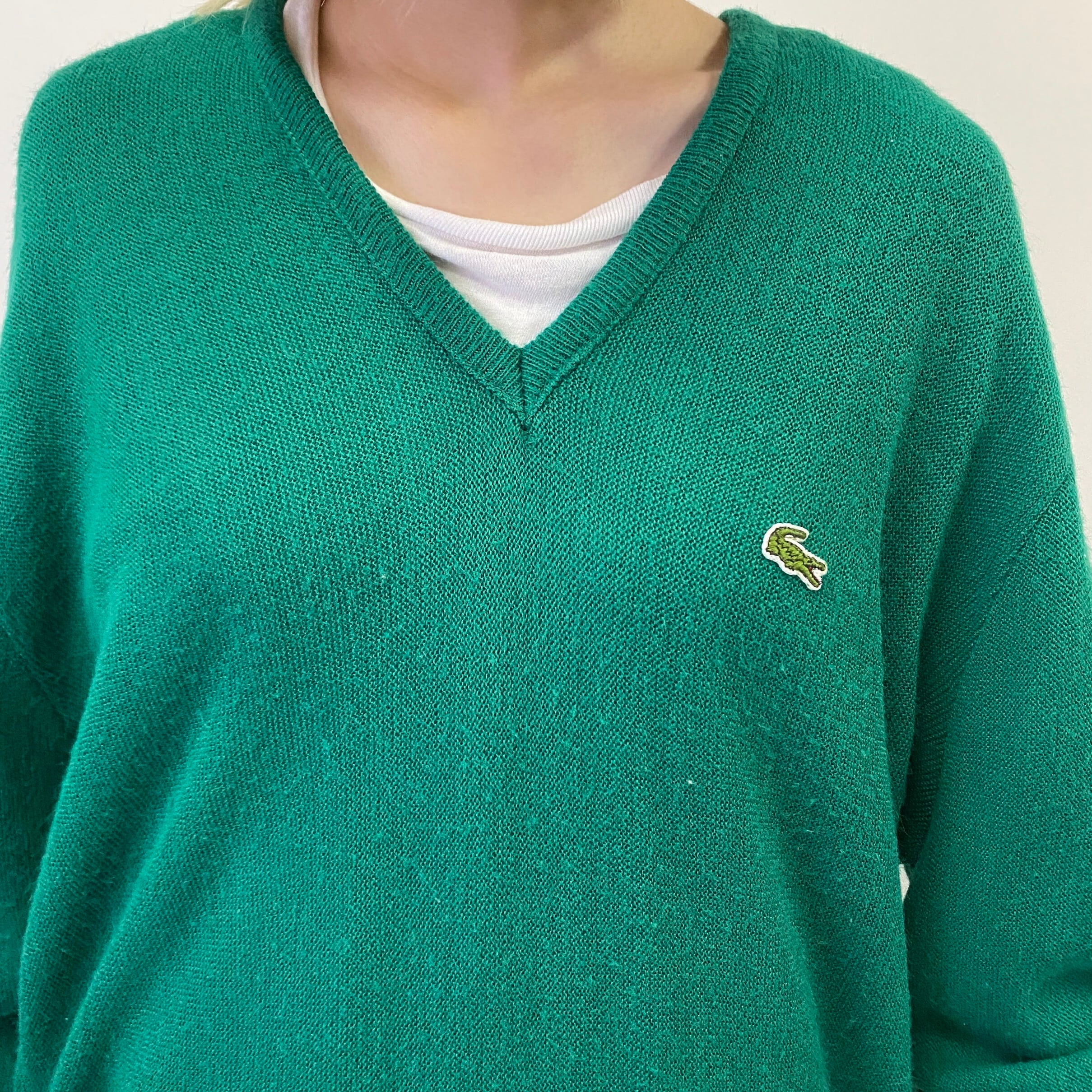 80年代 ラコステ LACOSTE IZOD Vネック ニットセーター メンズL ヴィンテージ /eaa368237