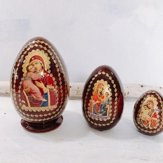 3ピース ロシア正教・イコンのマトリョーシカ Kazan Mother of God(2
