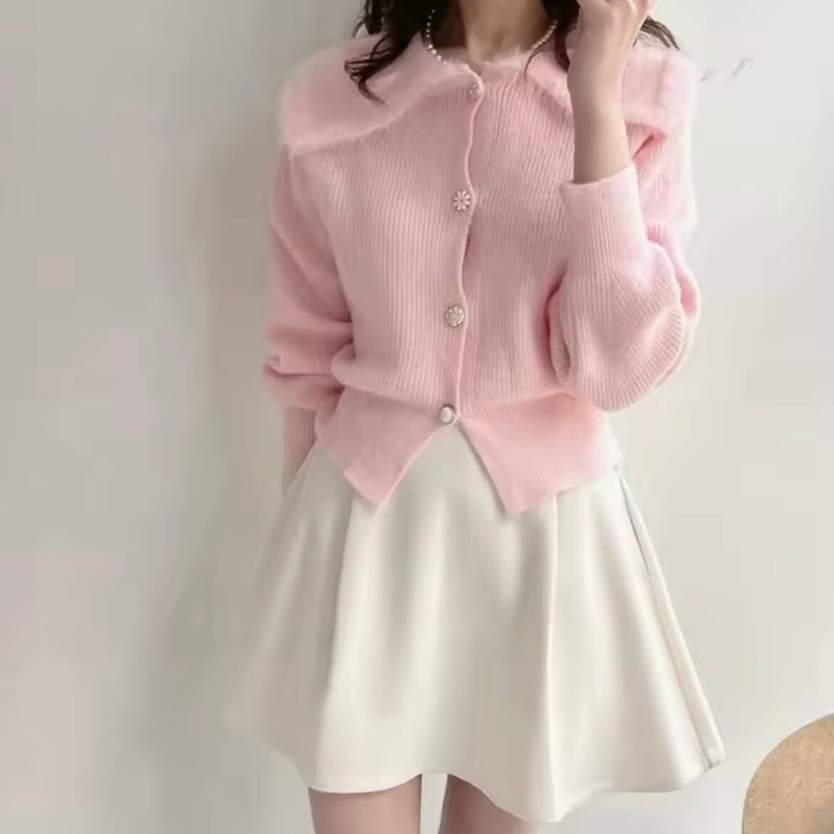 ビッグカラーニットカーディガン