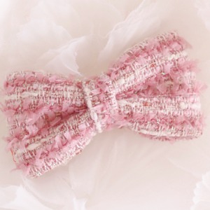 ツイードリボンバレッタ・カシミヤピンク